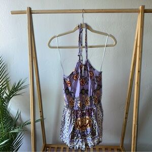 Angie Floral Halter Dress - Purple and Yellow